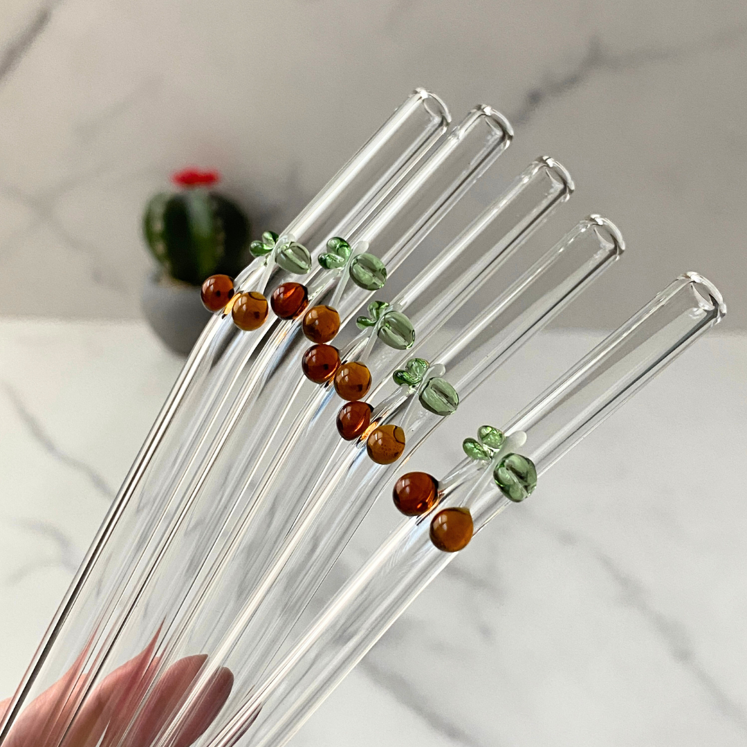 Cherry Glass Reusable Straw – Stylish & Eco-Friendly | Joyfulpeel