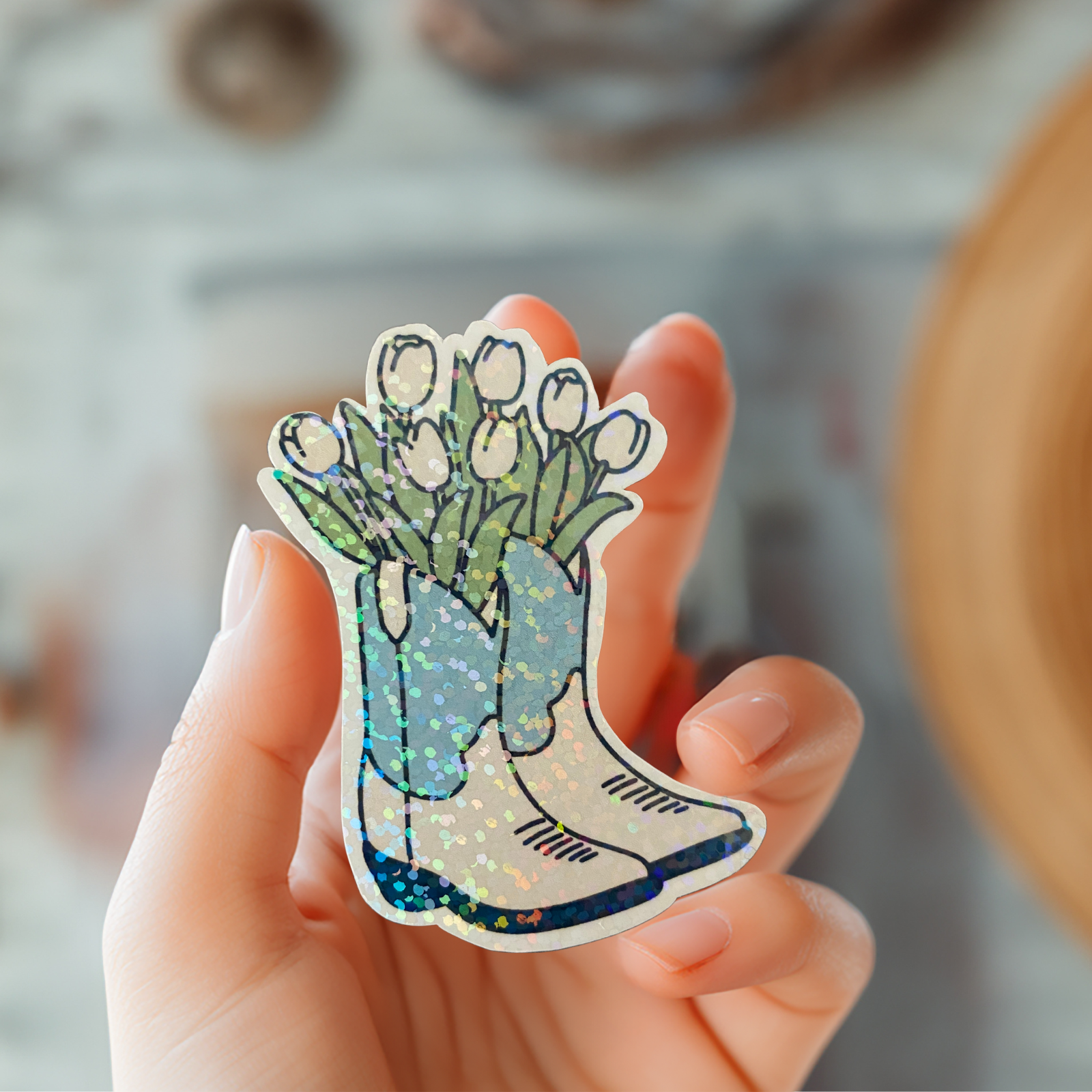 Cowboy Tulips Sticker – Fun, Durable, Water-Resistant Vinyl