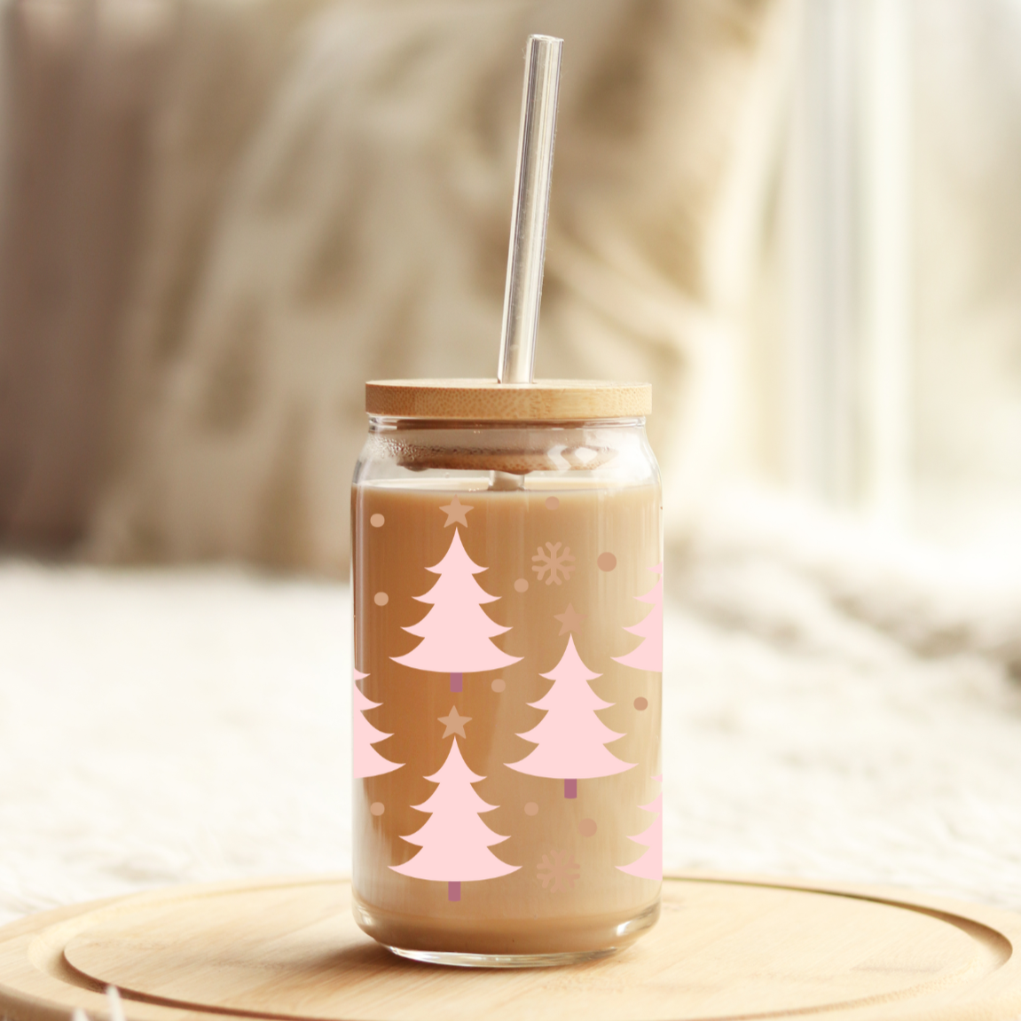 Christmas Tree Pink Cup – 16oz Beer Can Glass | Joyfulpeel