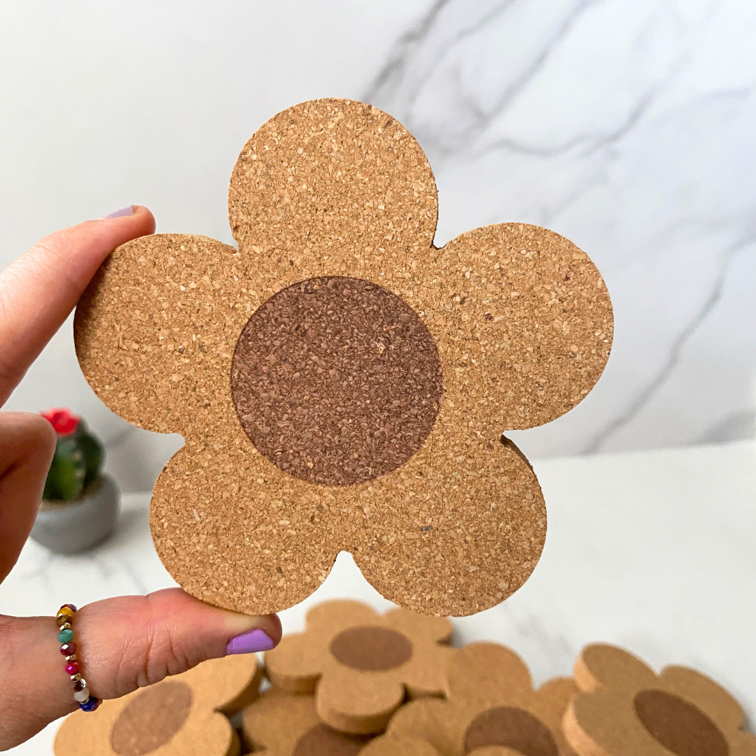 Daisy Flower Cork Coaster – Eco-Friendly & Stylish Protection