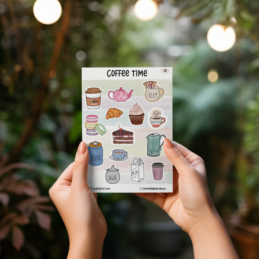 Coffee Time Sticker Sheet – Perfect for Journals & Planners