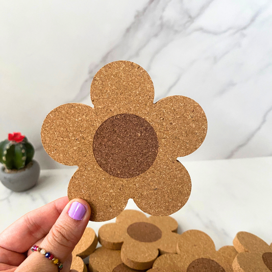 Daisy Flower Cork Coaster – Eco-Friendly & Stylish Protection