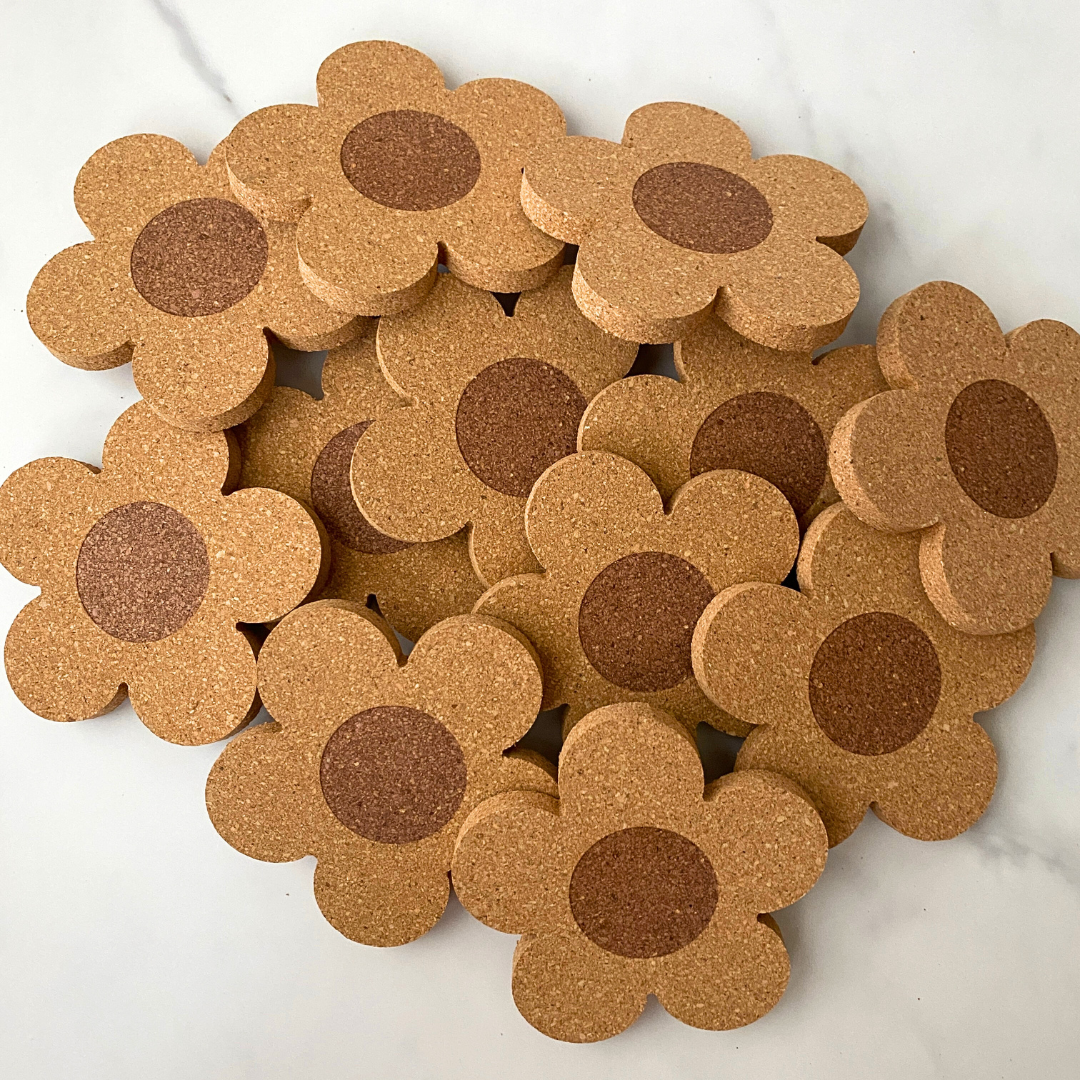 Daisy Flower Cork Coaster – Eco-Friendly & Stylish Protection