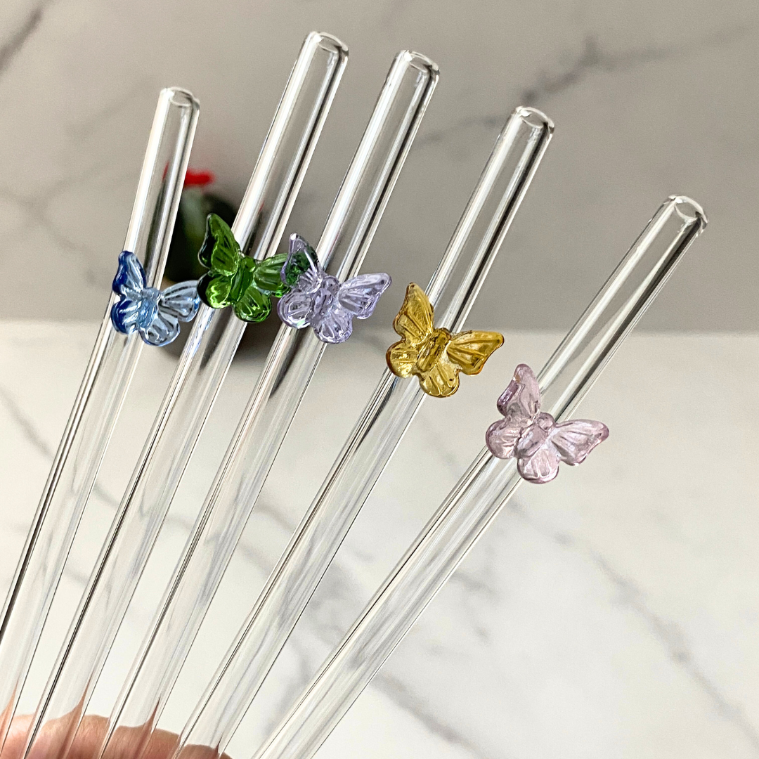 Butterfly Glass Straw – Eco-Friendly & Stylish | Joyfulpeel