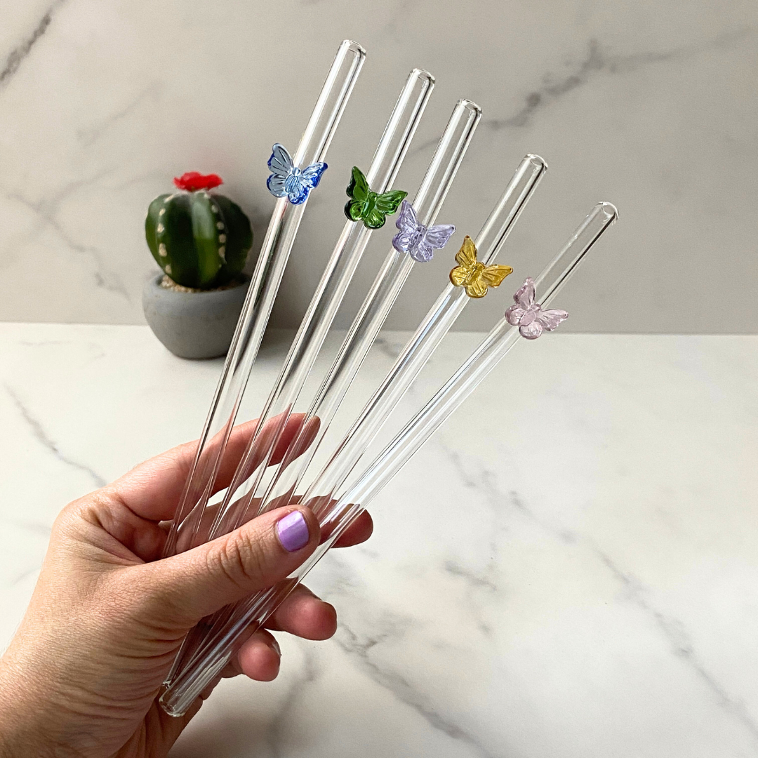 Butterfly Glass Straw – Eco-Friendly & Stylish | Joyfulpeel